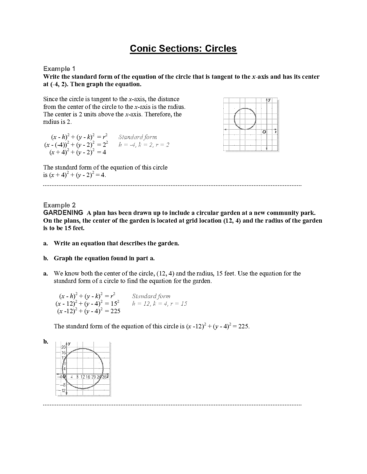 write standard form equation of a circle