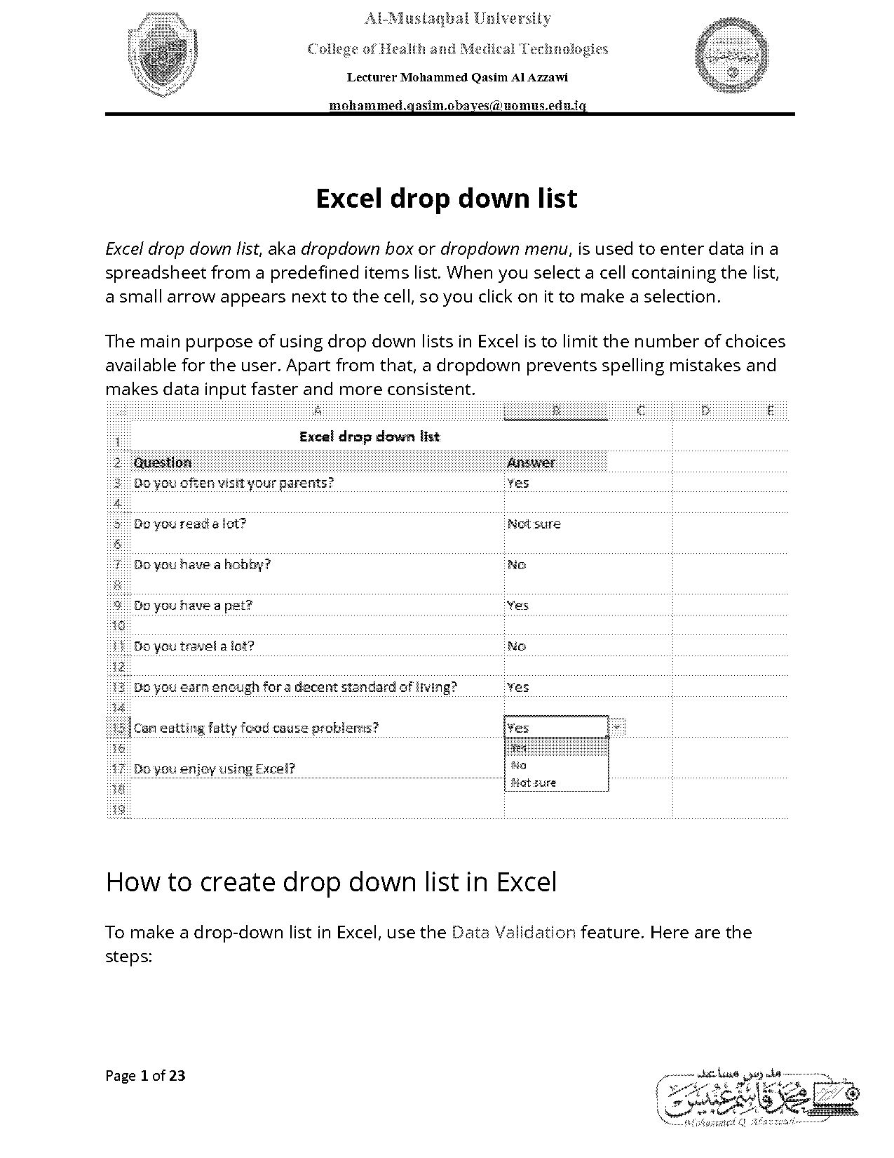 excel table list data validation