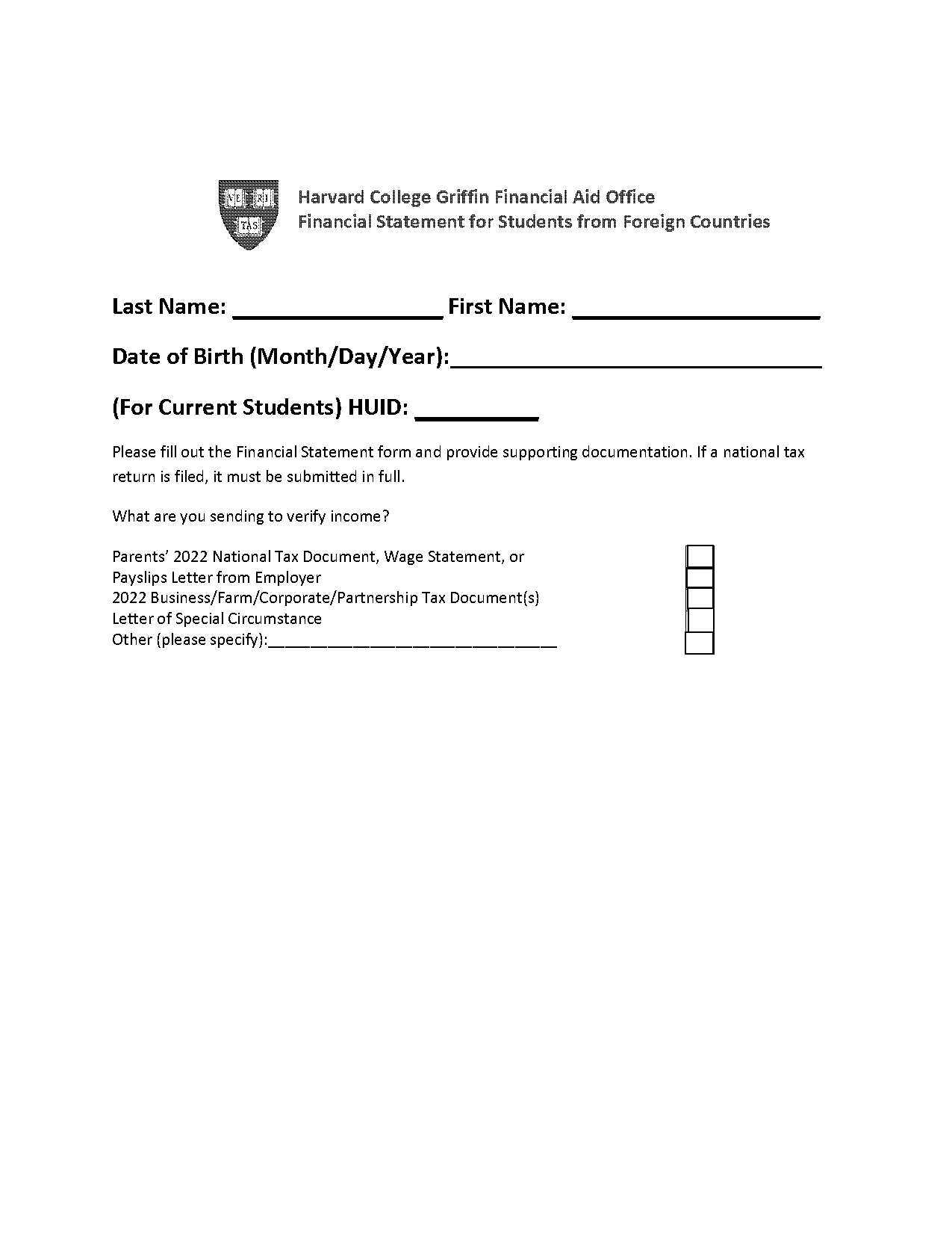 harvard university tax forms