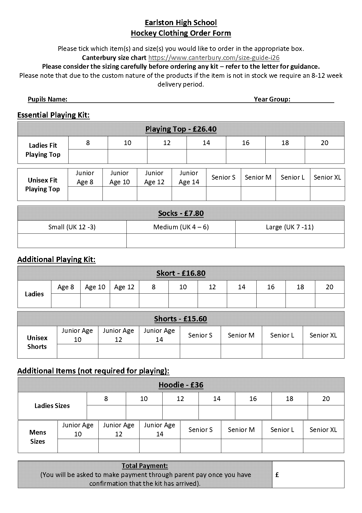 canterbury sportswear size guide