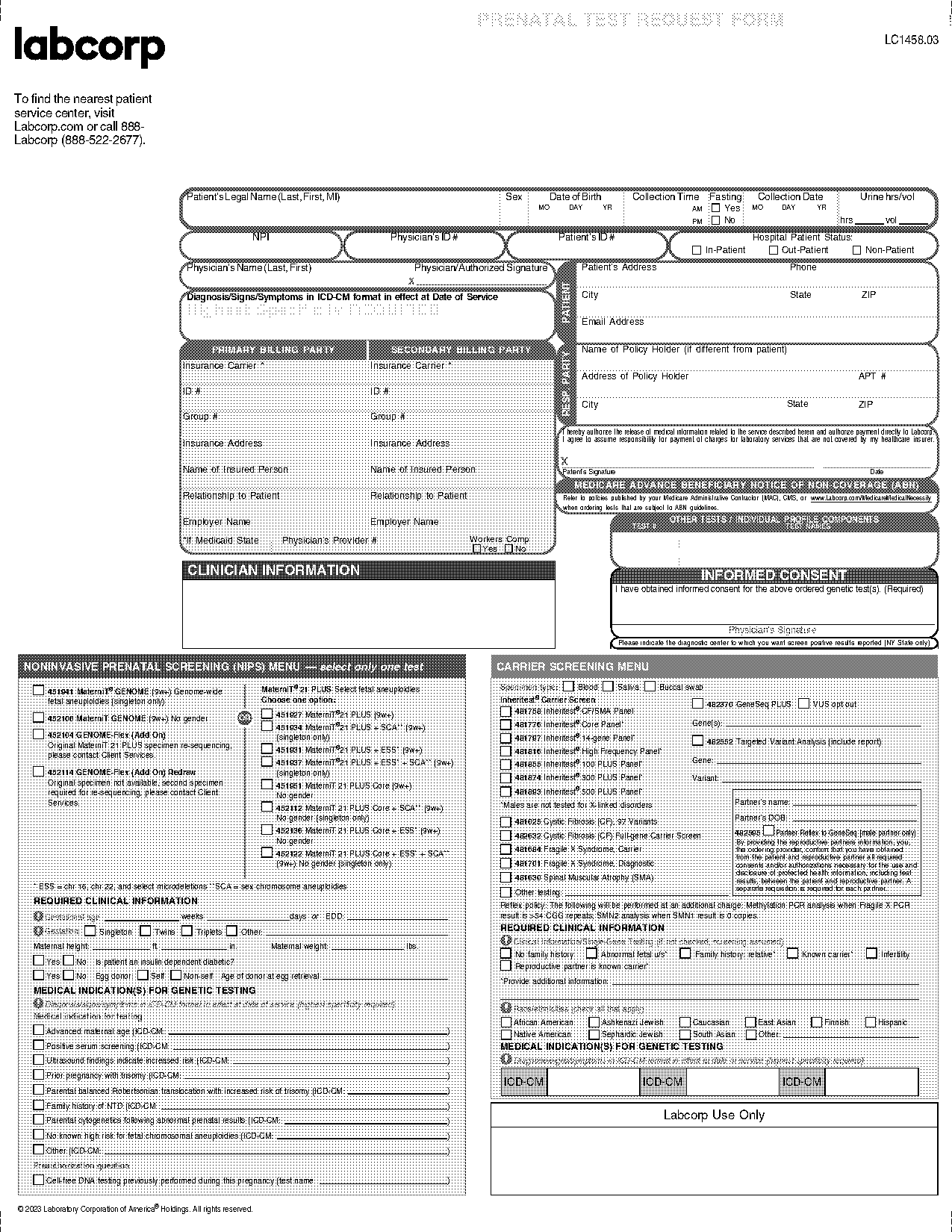 labcorp physician order form