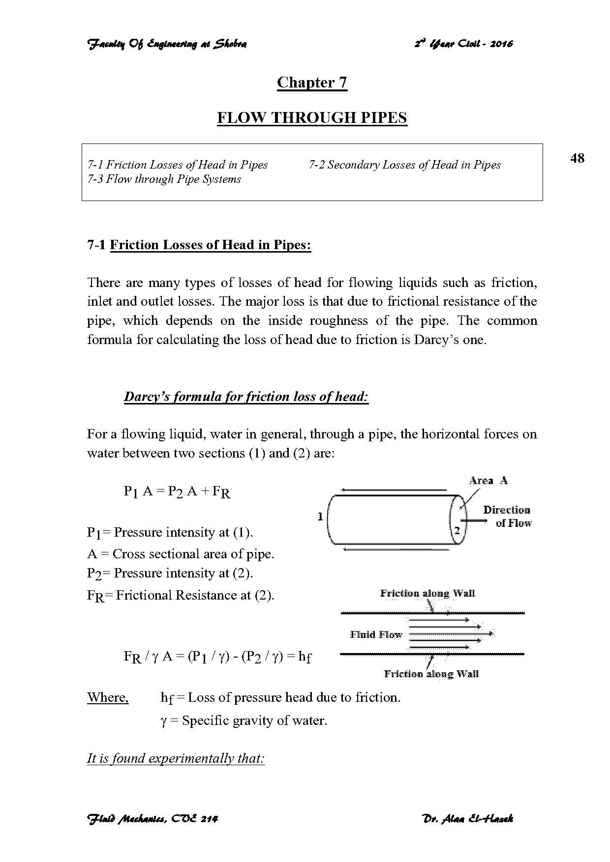 example problem of fluid friction