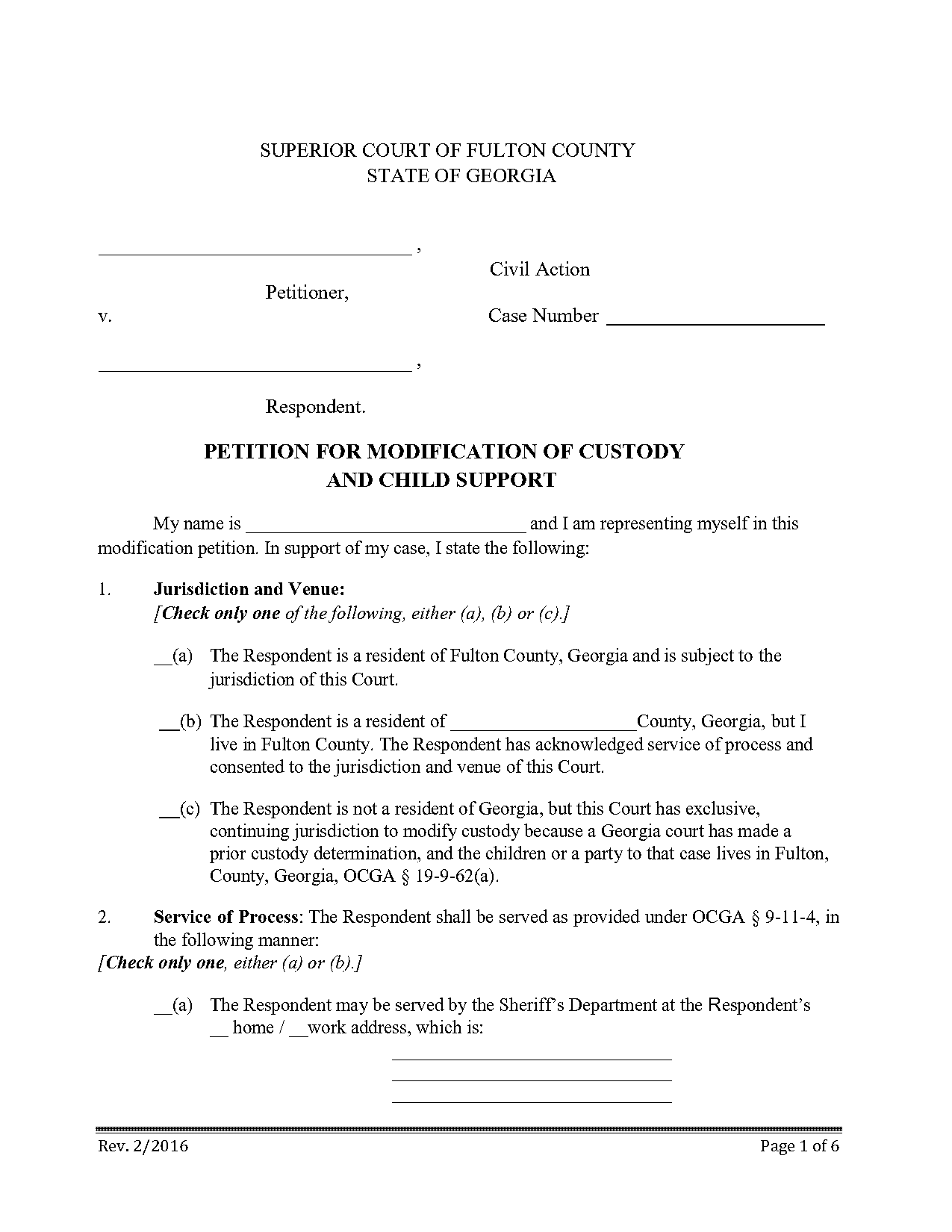 complaint for modification of child support georgia