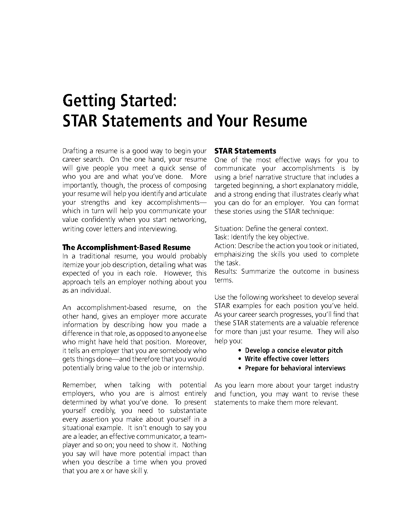 star format resume examples