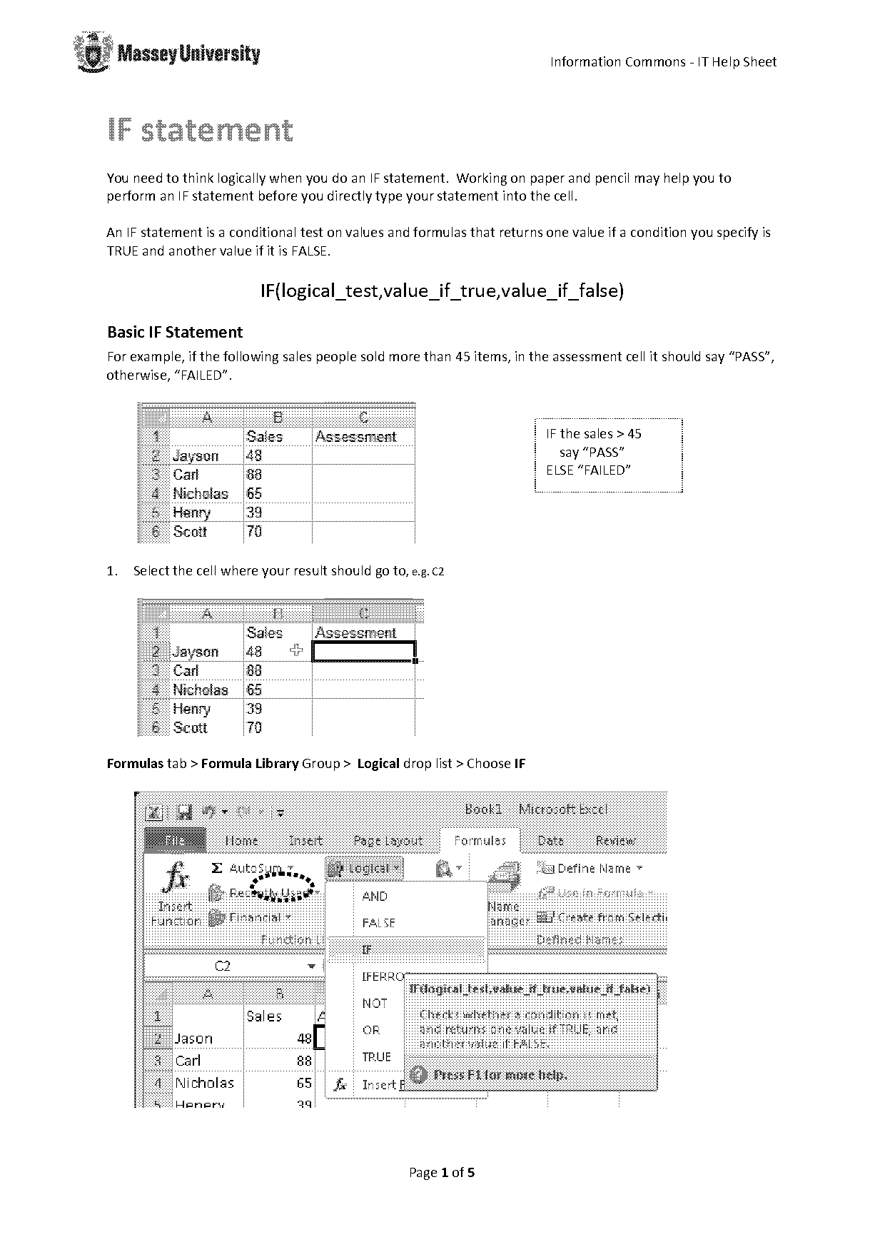 use if statement in excel