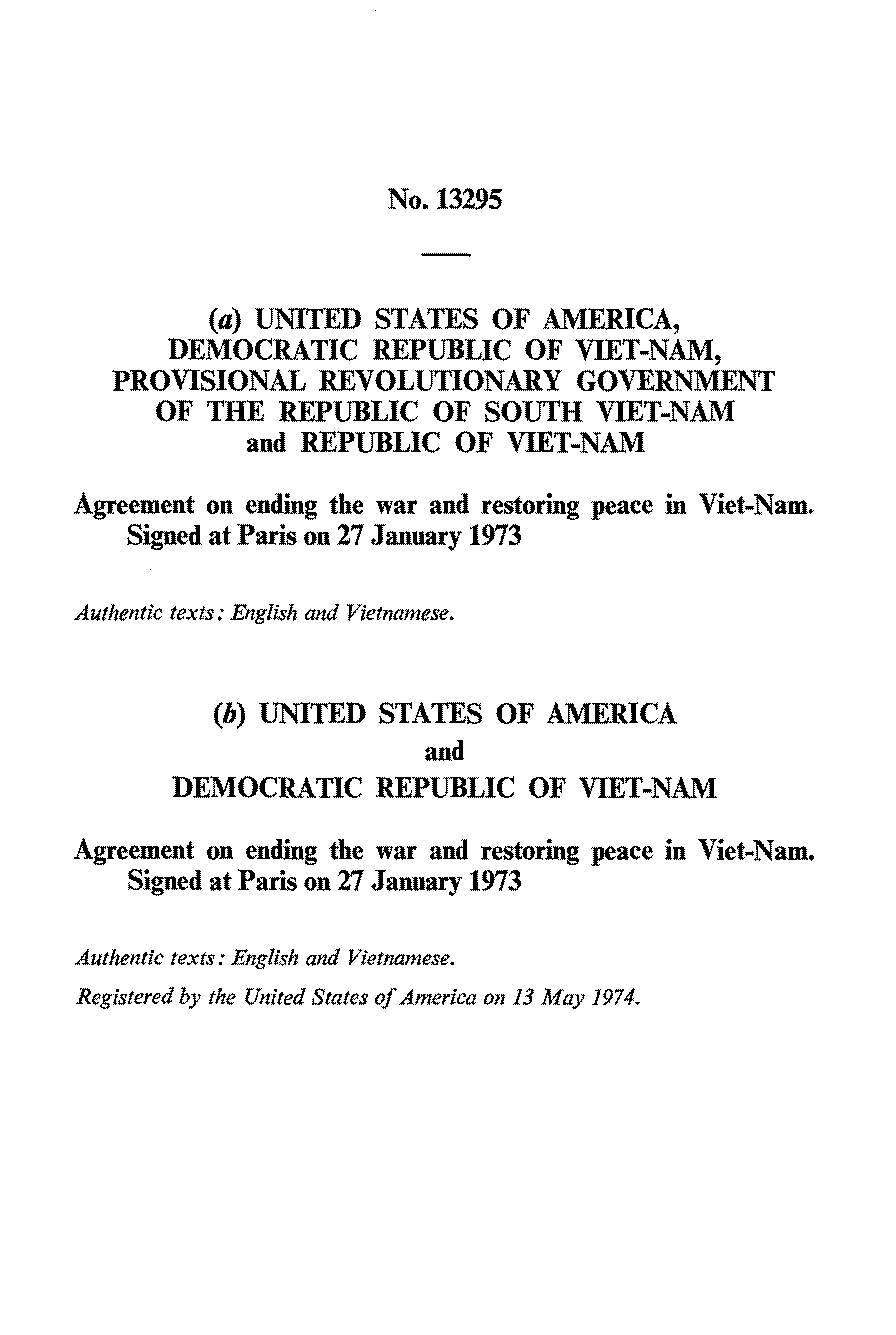 when was the peace agreement signed vietnam