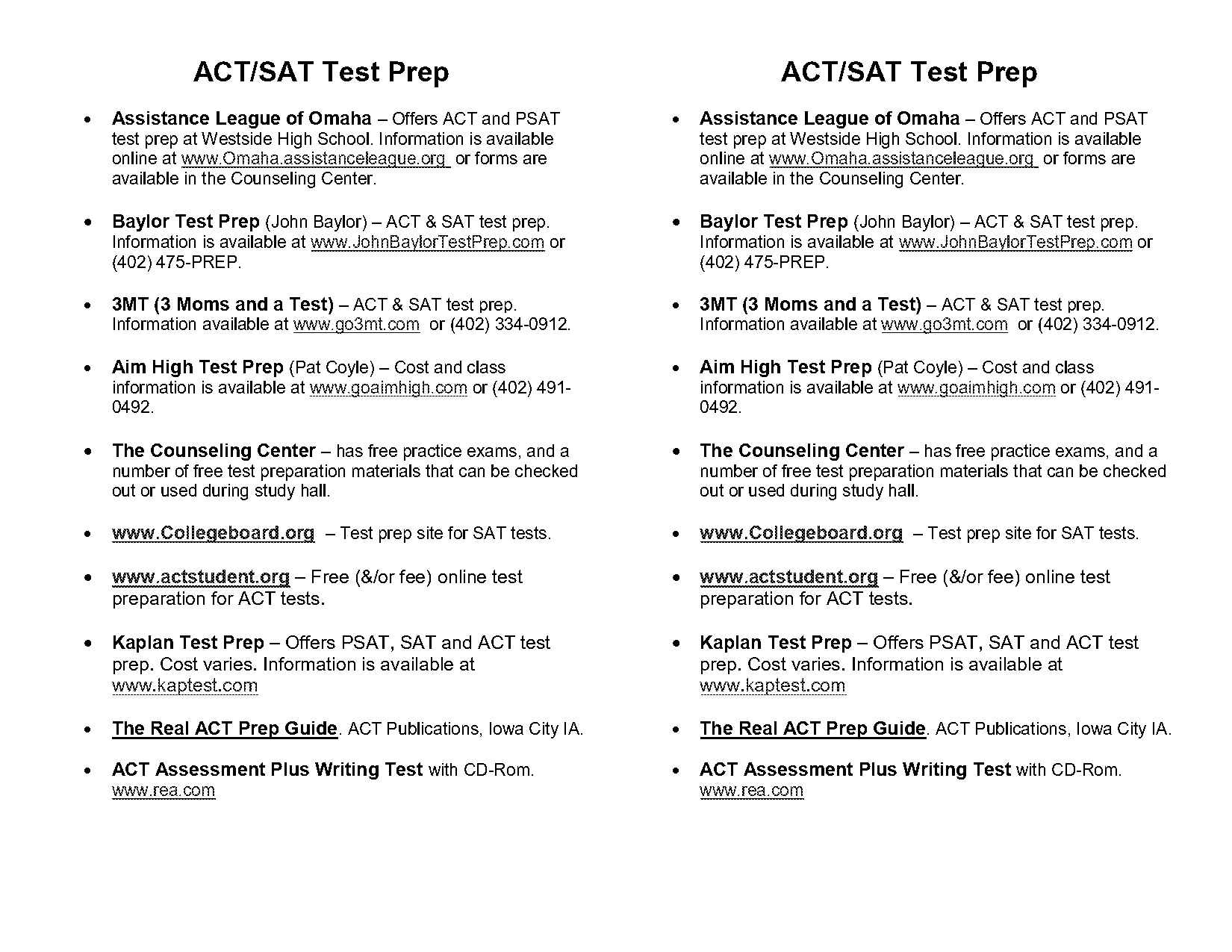 classes to prep for act sat test