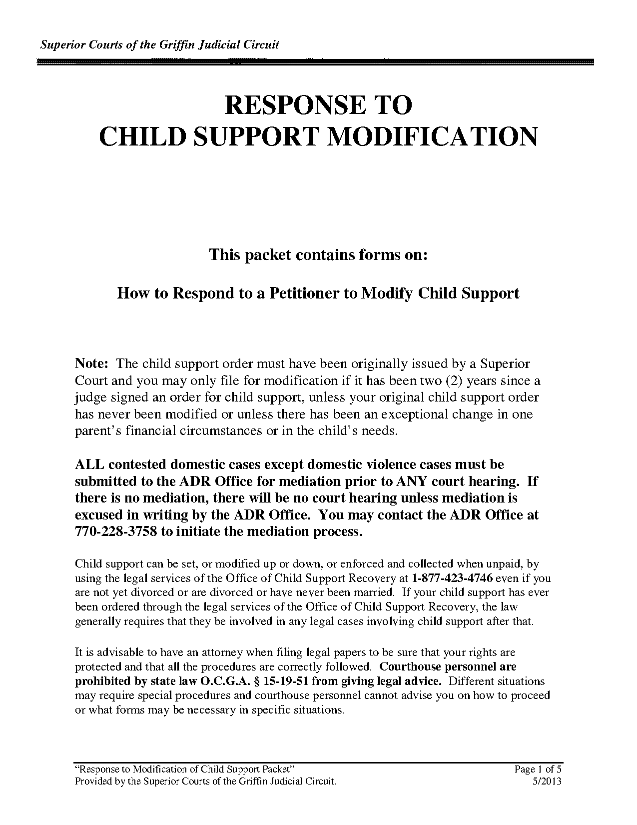 complaint for modification of child support georgia