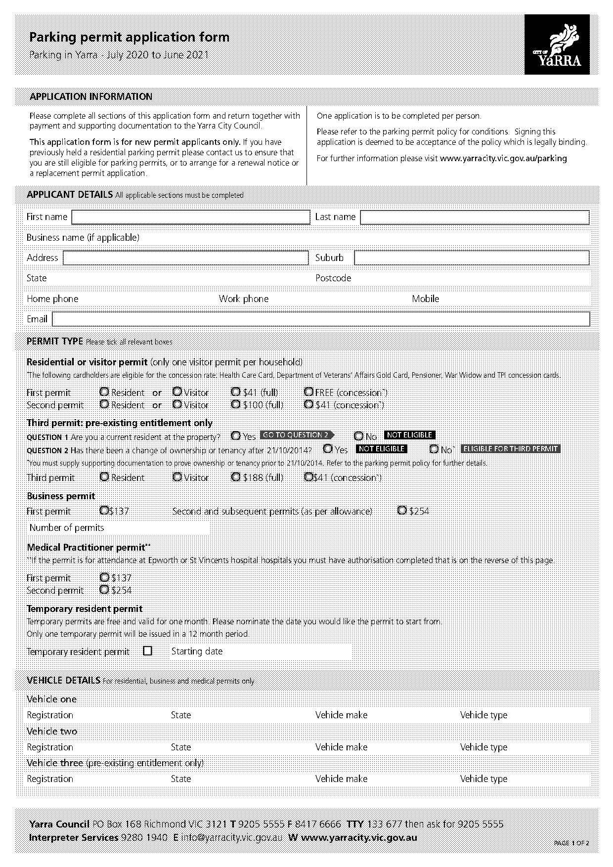 city of yarra parking permit renewal