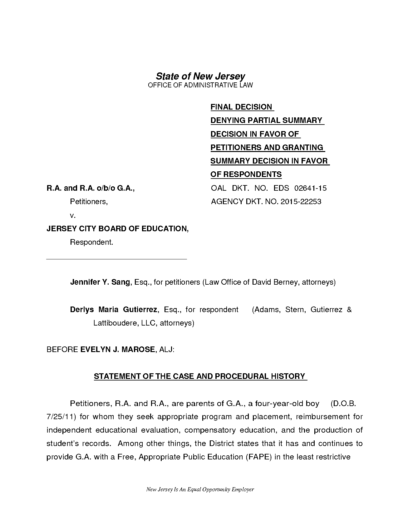 does opposition to motion sj need certification in nj