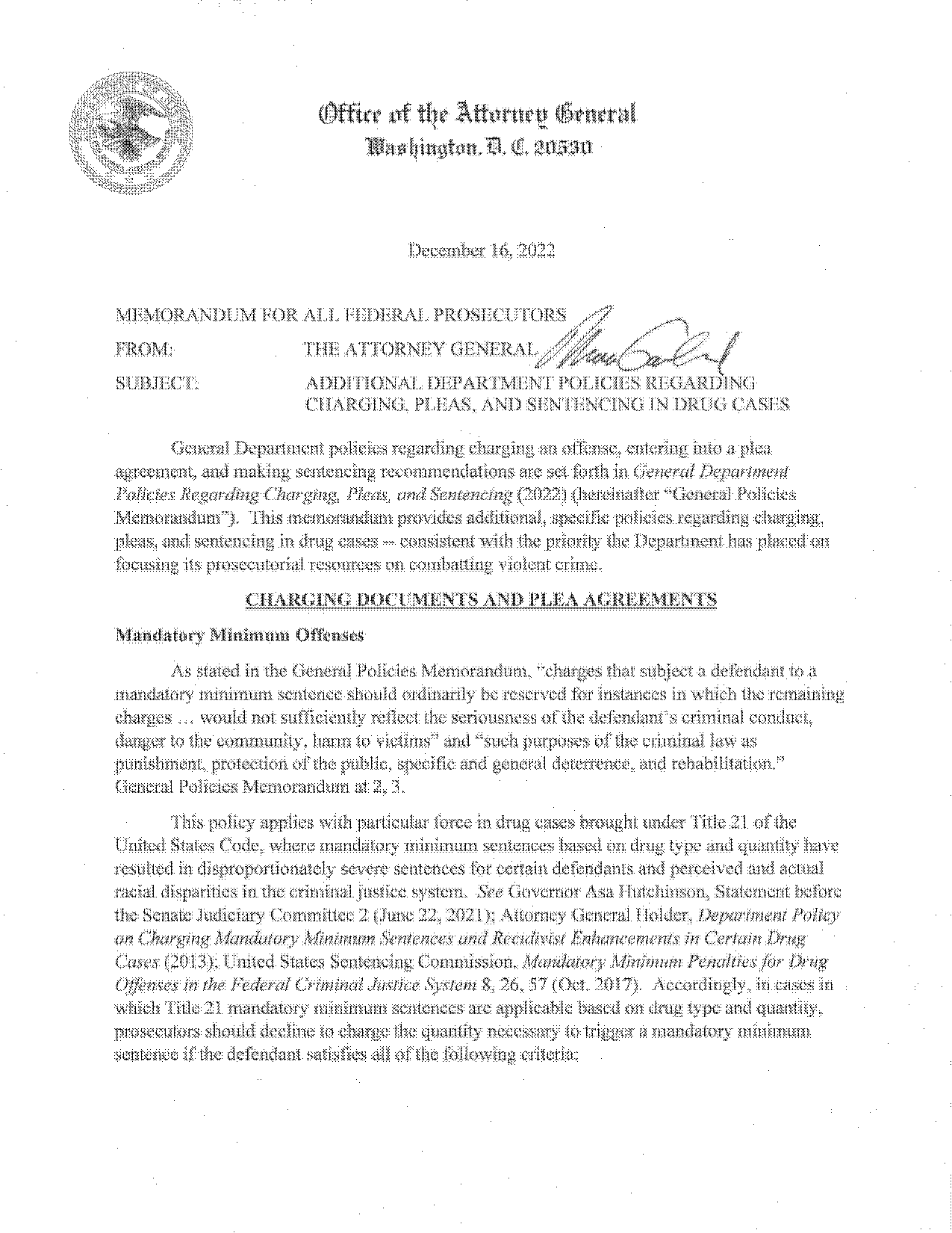 memorandum from the attorney general