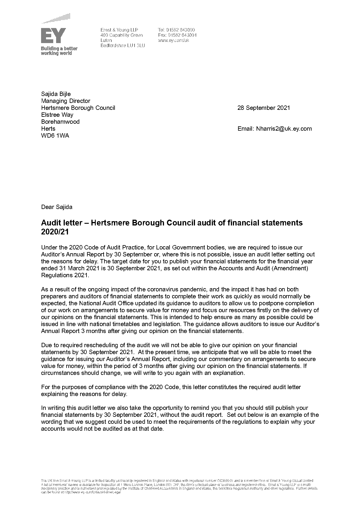 letter of explanation template audit