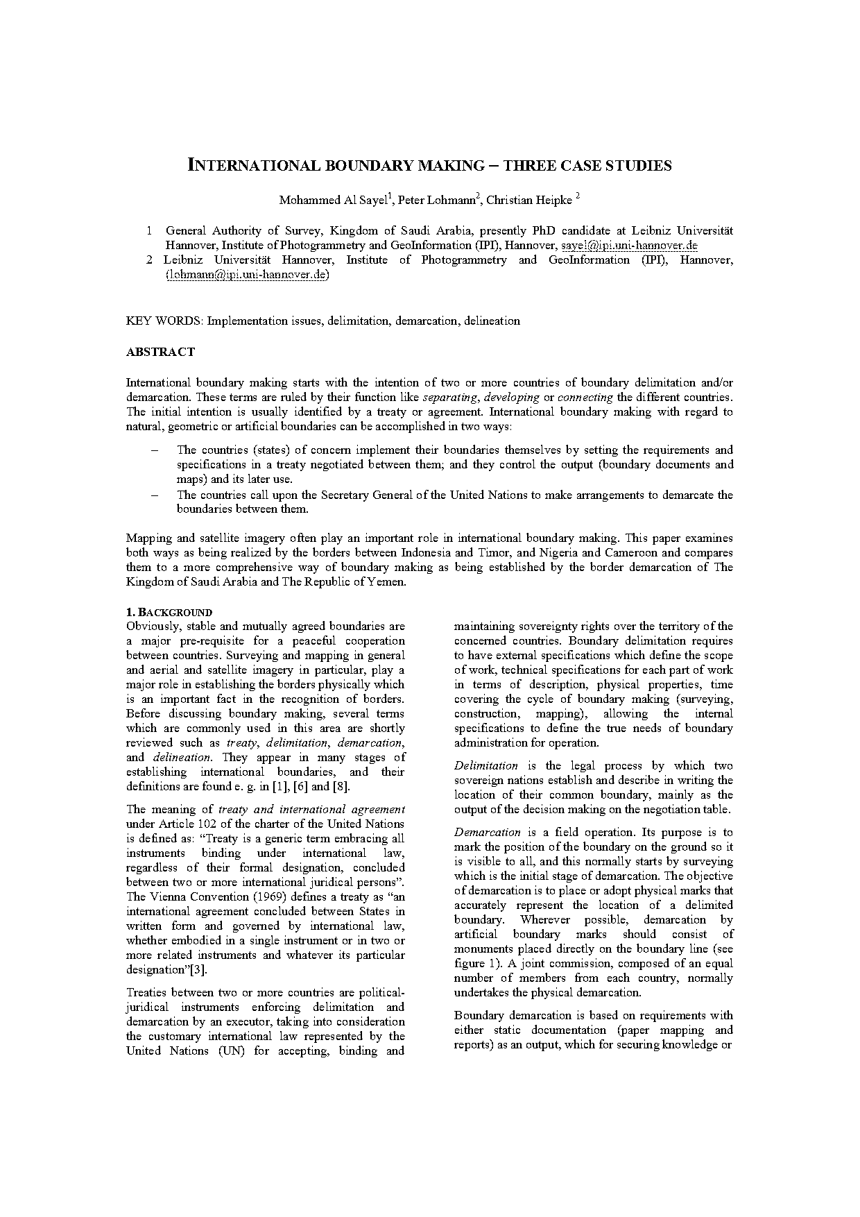 define process of describing a boundary treaty