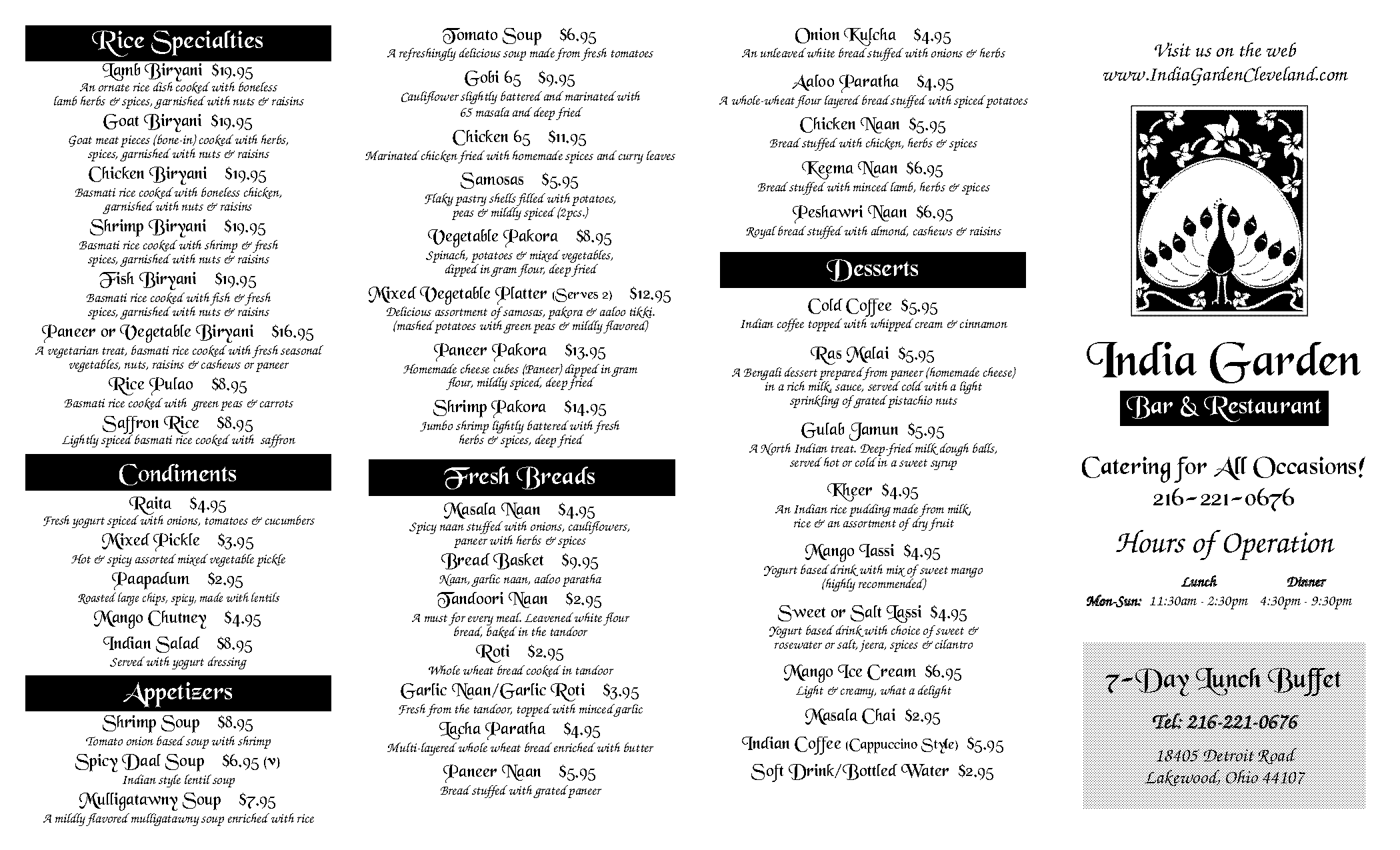 indian bar menu pdf