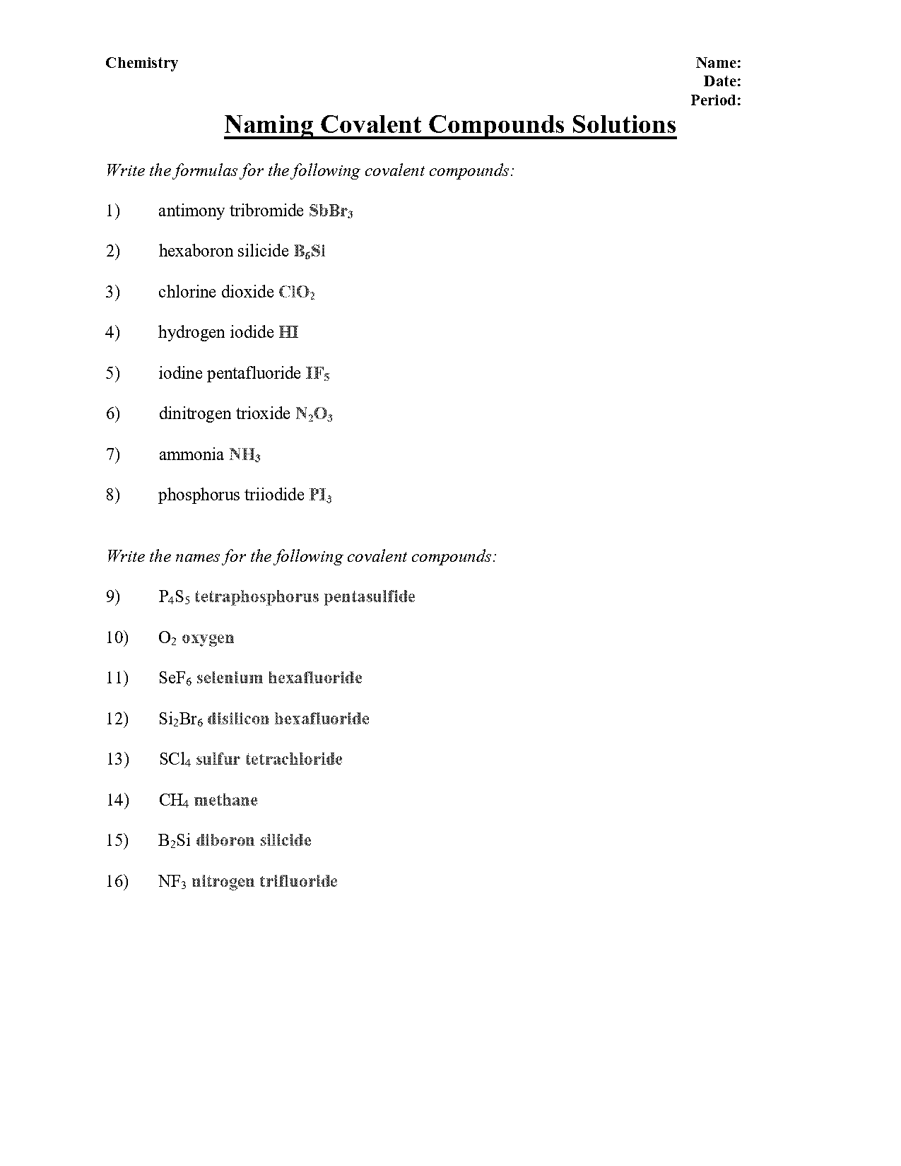 how to write covalent compounds names