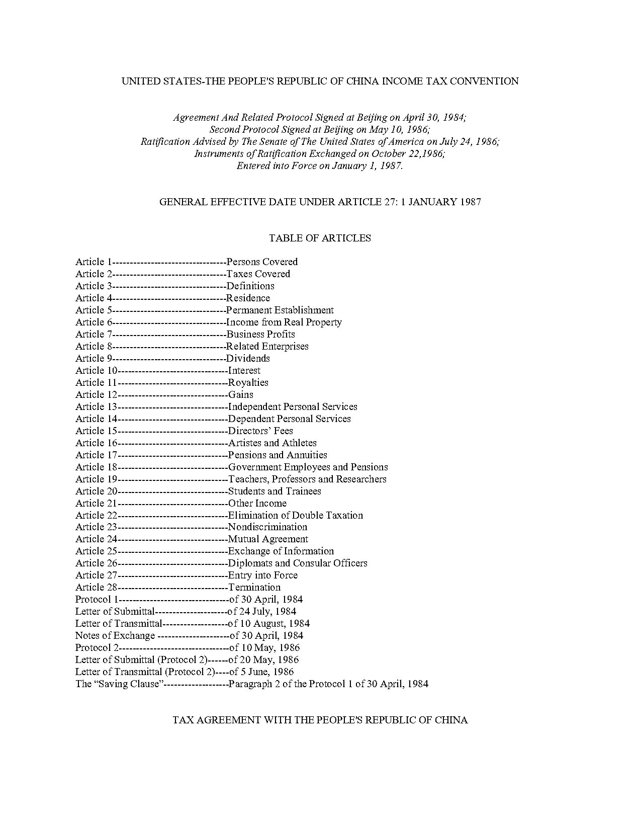 china us tax exemption treaty