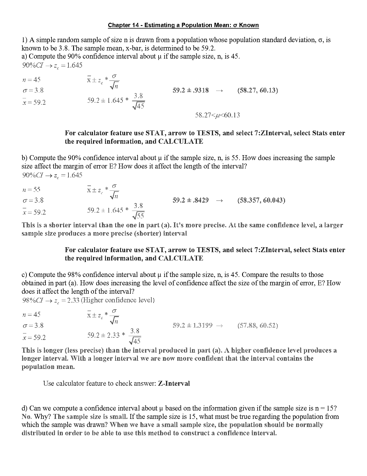 sample mean and confidence interval