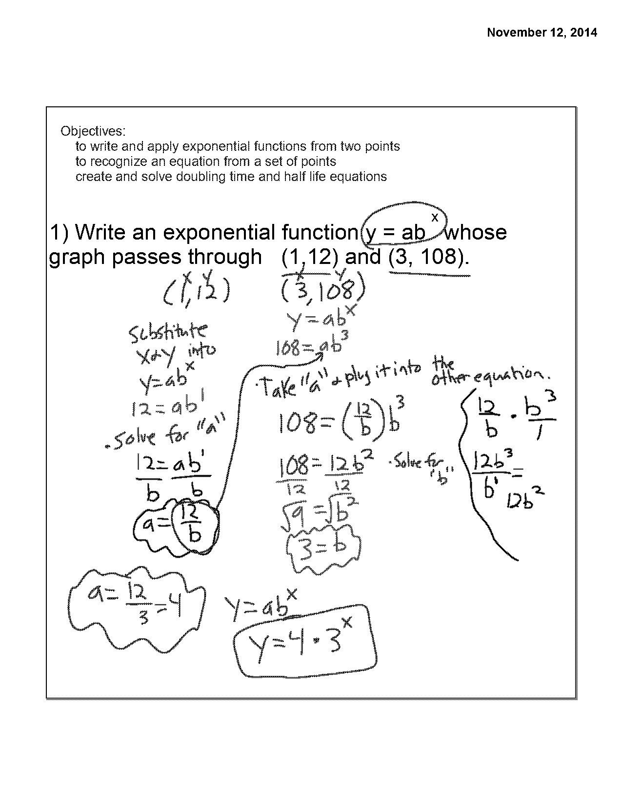 how to write exponential equations from a graph