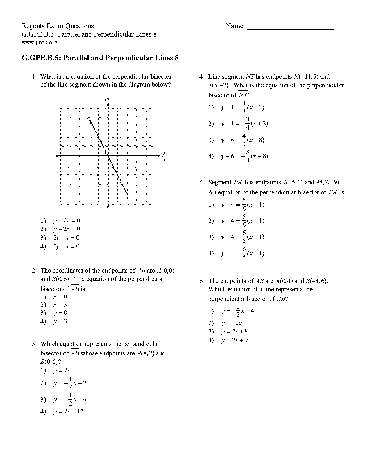 write the equation of a line that is perpendicular to