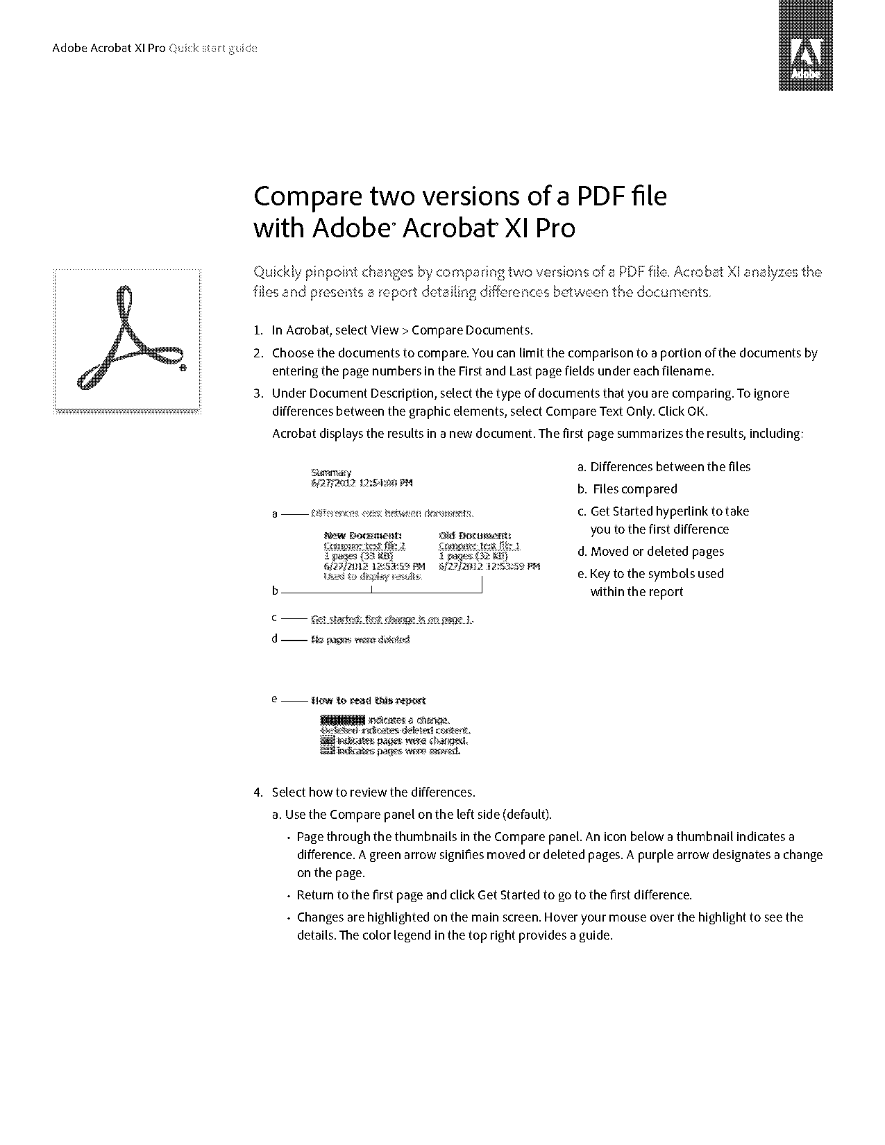 compare pdf documents adobe xi