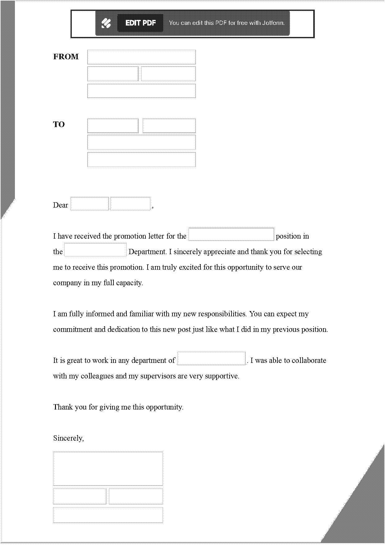 company promotion letter sample