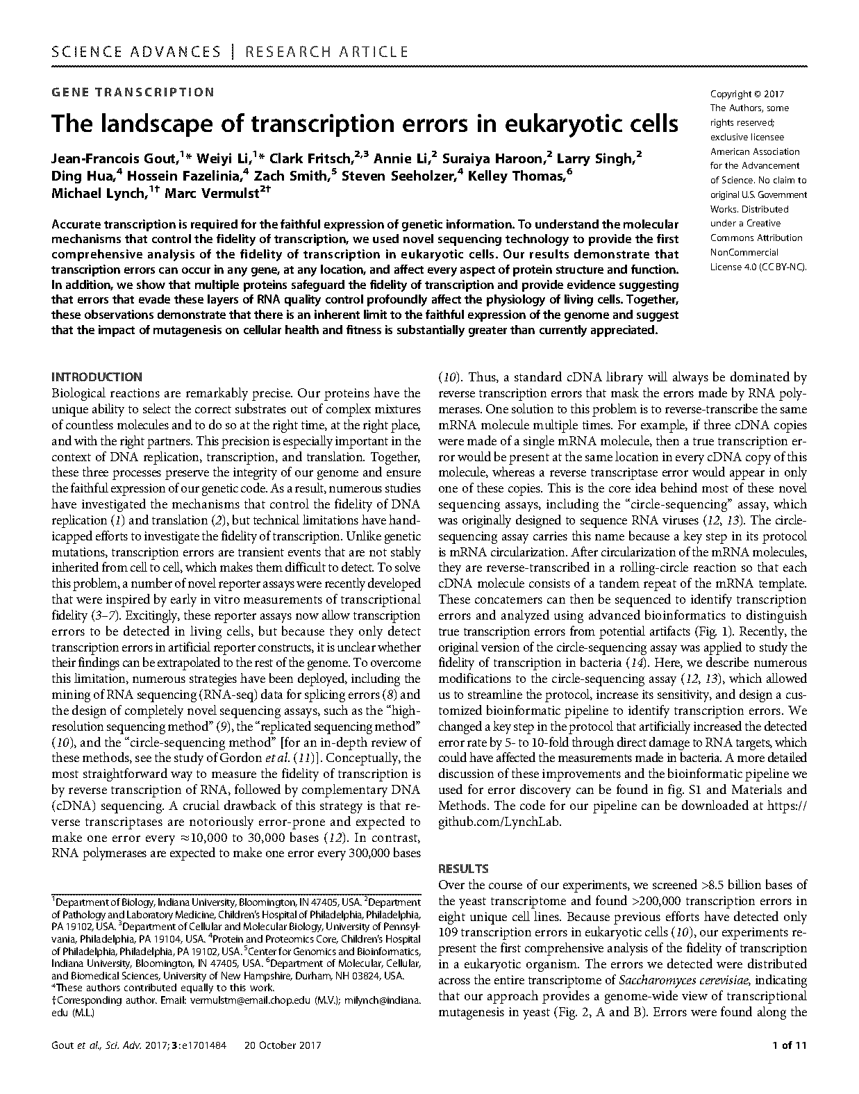 reverse transcription of eukaryotic mrna point of experiment