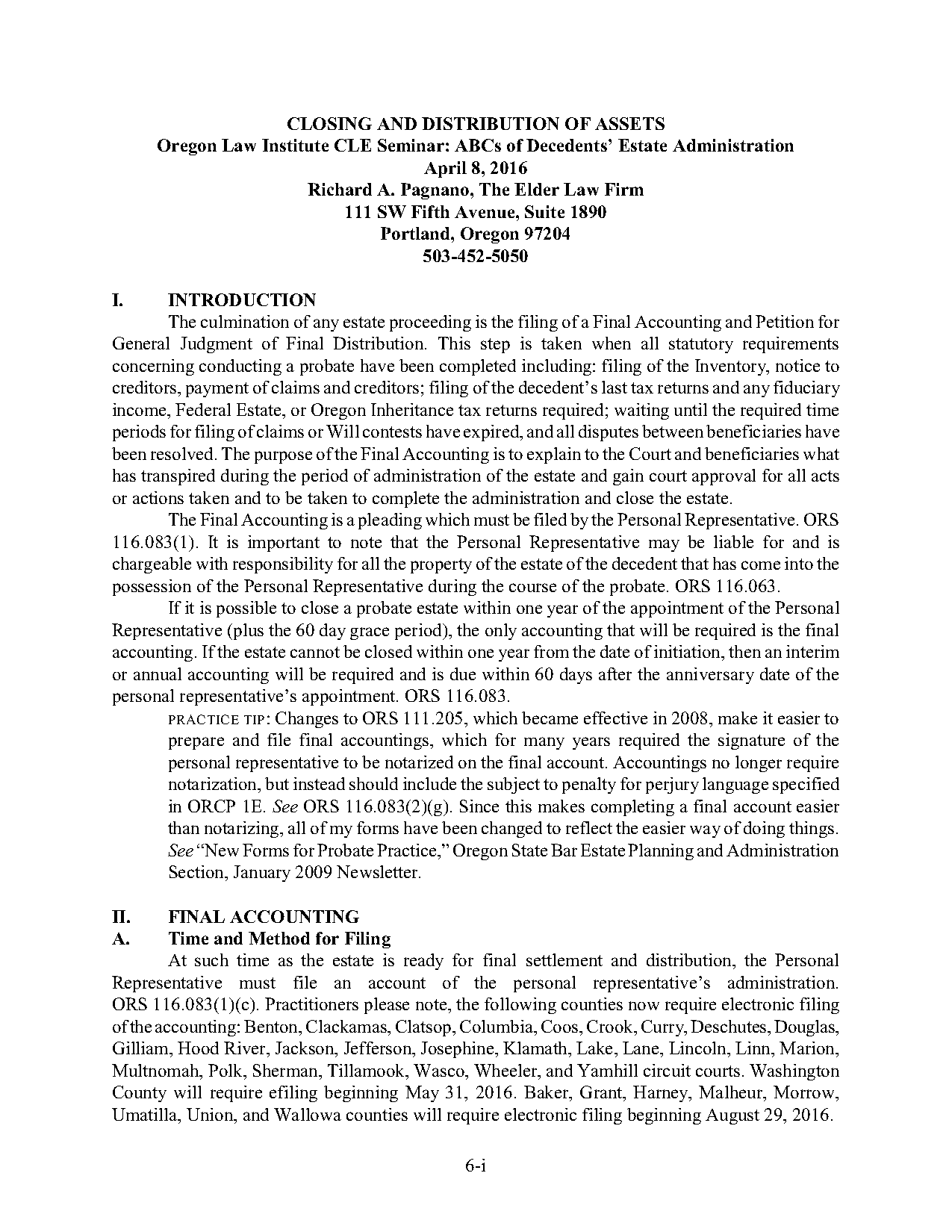 closing letter discharging personal representative example oregon