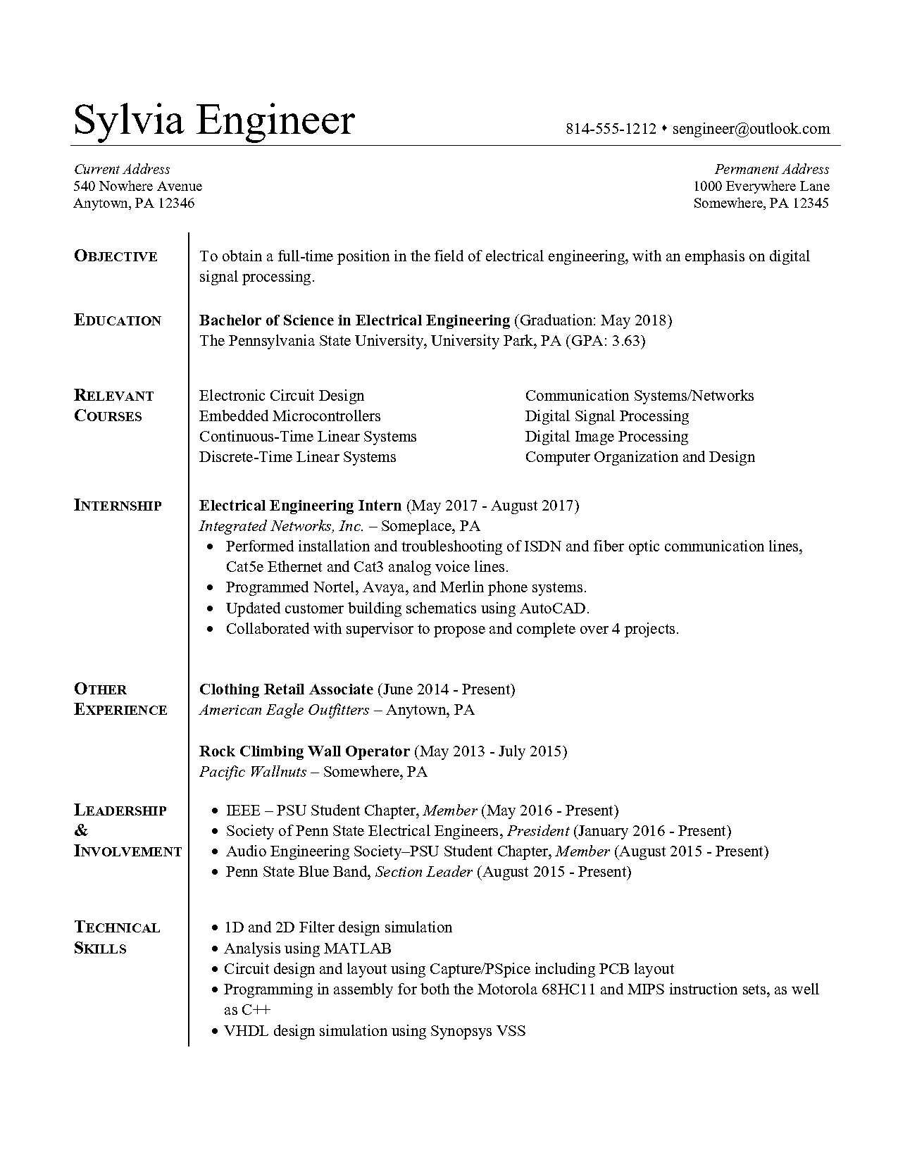 electronic design engineer cv template