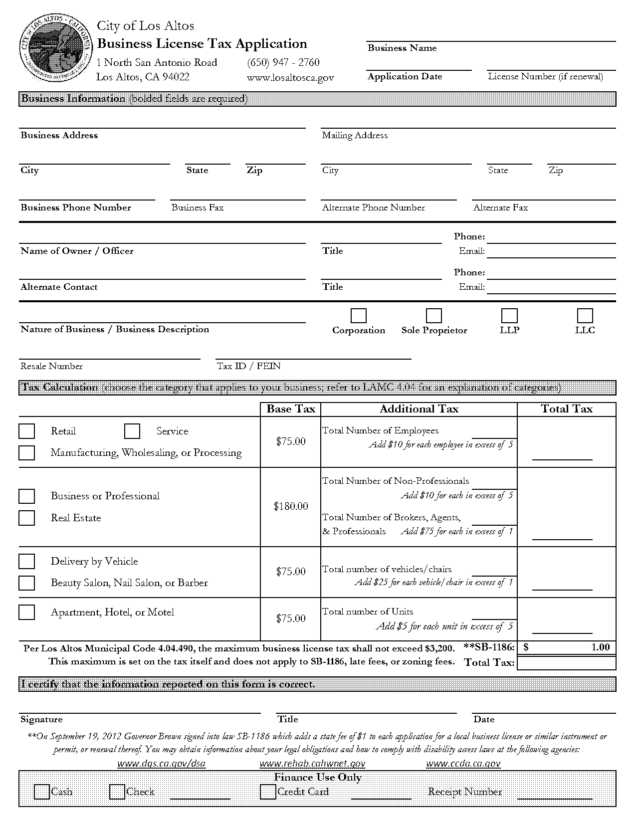 los altos business license application