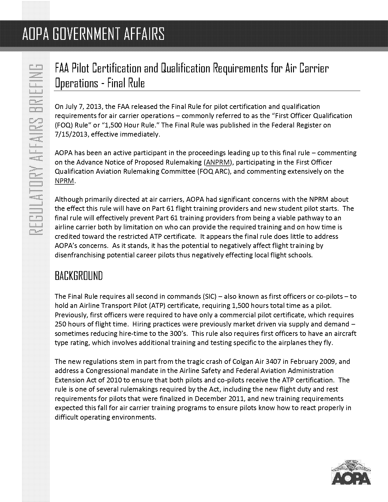 new faa atp requirements