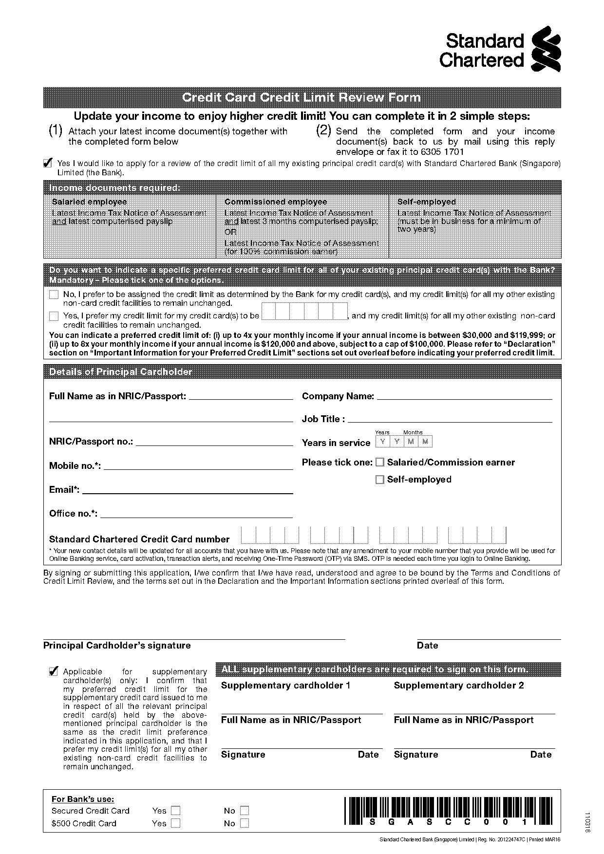 standard chartered bank singapore income update form