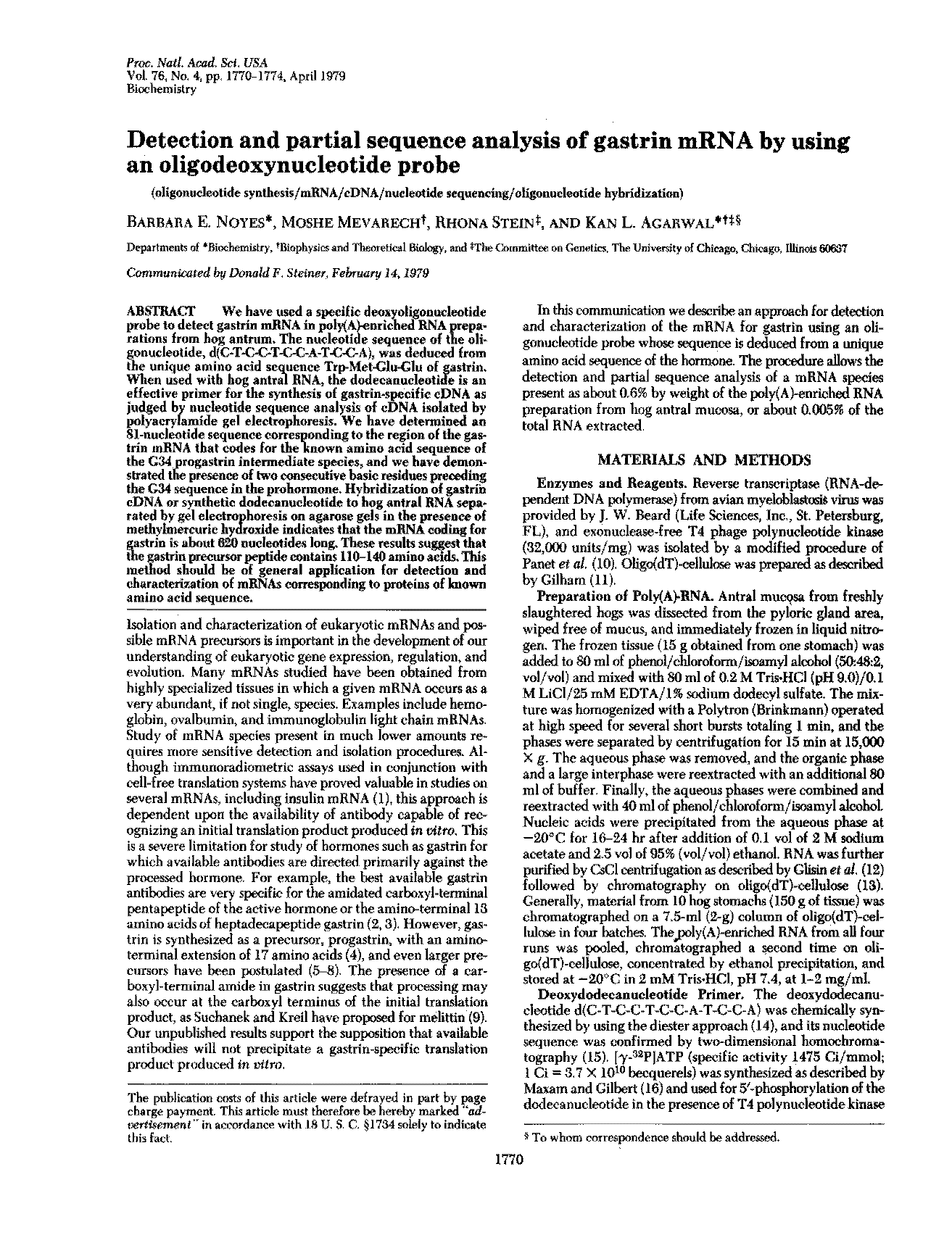 reverse transcription of eukaryotic mrna point of experiment