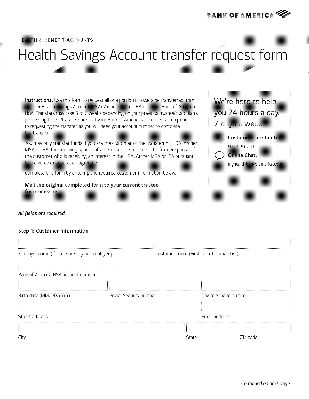 bank of america hsa distribution form