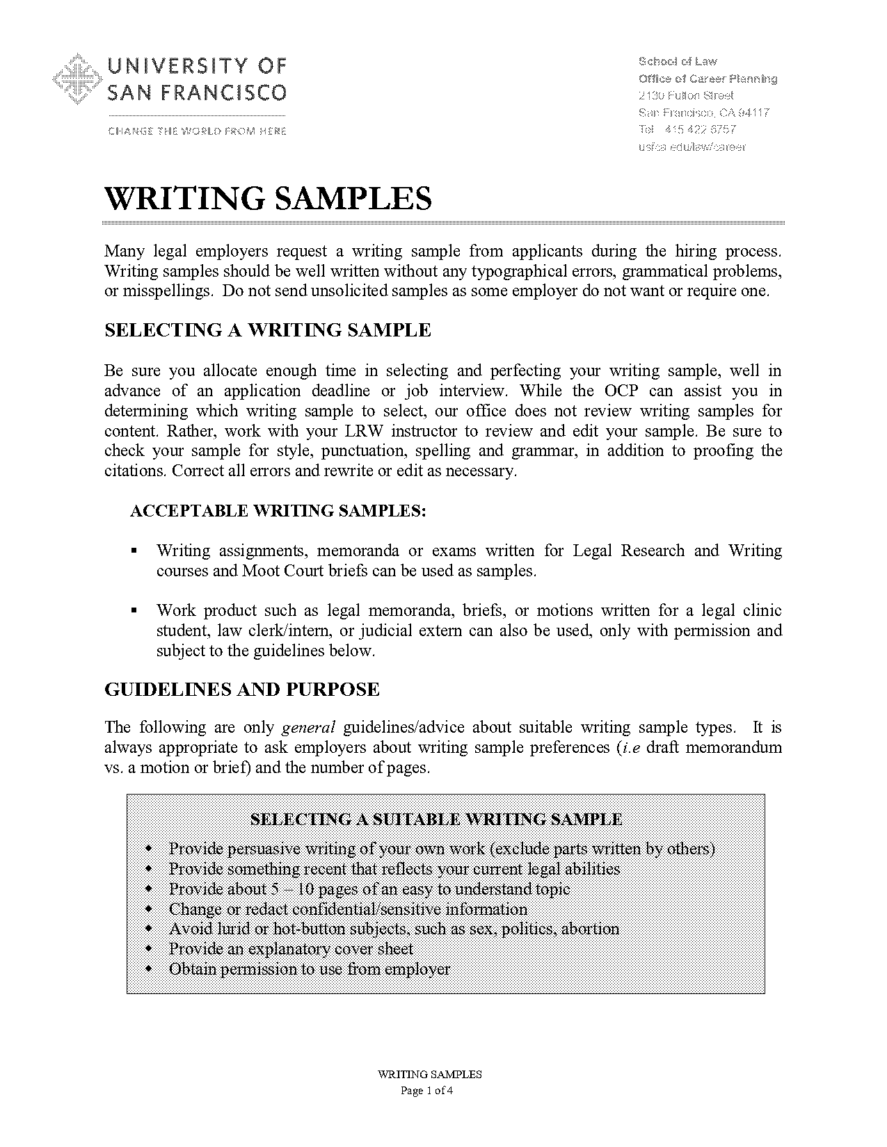 writing samples for attorney