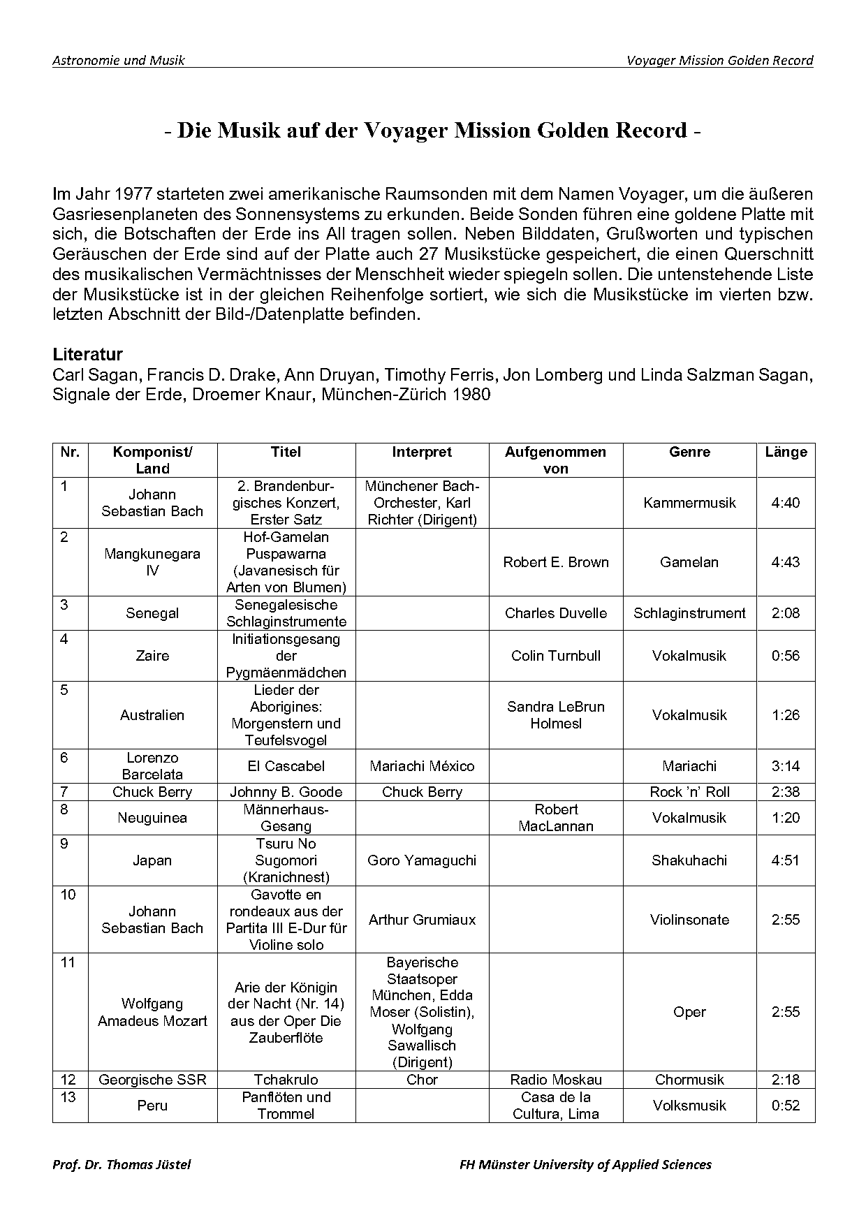 golden record voyager songs